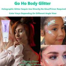 Body Glitter Gel, Face Glitter Body Gel Sequins Shimmer Liquid Eyeshadow, Chunky Glitter For Face Hair Nails, Holographic Cosmetic Laser Powder Festival Glitter Makeup