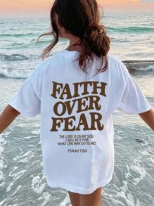 A Casual Printed Round Neck Pullover Short Sleeved T-Shirt For Girls And Children In Summer - Providing Unique T-Shirts For Fashion Enthusiasts Who Want To Stand Out! Tween Girl Clothes Girls Graphic Tees Summer Tops Tween Girl Clothes FAITH OVER FEAR