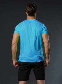 Men's Sports T-Shirt Short Sleeve T-Shirt Running Sports T-Shirt Fitness Clothing Outdoor T-Shirt Marathon Clothing - Baby Blue - View 2