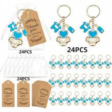 Baby Shower Favors For Boy And Girl With Footprint Keychains Gifts With Bottle Baby Clothes White Organza Bags And Thank You Tags For It's A Boy Decorations Baby Shower Party Supplies,Christmas
