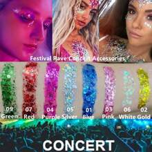 Body Glitter Gel, Face Glitter Body Gel Sequins Shimmer Liquid Eyeshadow, Chunky Glitter For Face Hair Nails, Holographic Cosmetic Laser Powder Festival Glitter Makeup