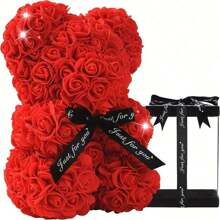 Artificial Flowers 25cm Rose Bear Girlfriend Anniversary Christmas Valentine's Day Gift Birthday Present For Wedding Party - Red - View 1