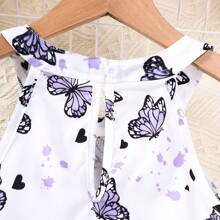Conjunto de Top Floral sem Manga Halterneck e Shorts com Botões Duplos na Moda para Meninas Pré-adolescentes com Estilo de Férias