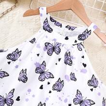 Conjunto de Top Floral sem Manga Halterneck e Shorts com Botões Duplos na Moda para Meninas Pré-adolescentes com Estilo de Férias