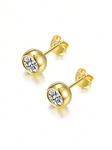 2pcs Delicate Luxury 925 Sterling Silver 0.50ct Moissanite Stud Earrings, Suitable For Women Daily Wear And As Mother's Day Gift