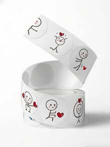 500 قطعة/لفة ملصقات دائرية كرتونية إبداعية على شكل عود ثقاب، تصميم كرتوني جميل ملصقات لاصقة زخرفية - متعدد الألوان - مشاهدة 4