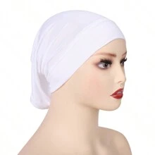 4 pièces/set Bonnet de voile de couleur unie respirant et élastique, turban, bonnet de cheveux, tour de tête pour abaya, vêtements voilés pour un usage quotidien