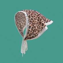 Mùa hè Bubble Water ~ Khăn Bandana ren hoa khí quyển dành cho phụ nữ nông thôn Khăn trùm đầu Khăn lụa chụp ảnh cao cấp Họa tiết da báo - da báo - Xem 1