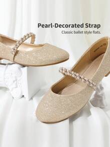 Girls Mary Jane Dress Shoes Ballerina Flats For Wedding, Party (Toddler/Little Kid/Big Kid) - 黃色 - 查看 6