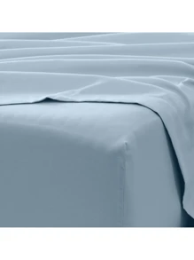 1 Juego De Sábanas 4pzs,  Bajera / Encimera / 2 Fundas de Almohada  Algodón Transpirable Color Liso - Celeste - Ver 3