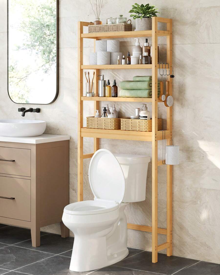 SONGMICS Over The Toilet Storage, 4Tier Over Toilet Bathroom Organizer