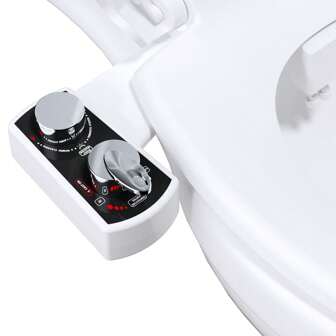 Bidet Attachment For Toilet, Hot And Cold Water Spray Non-Electric Dual Nozzle For Frontal & Rear Wash, Adjustable Water Pressure Control, Self Cleaning Water Sprayer, Black/Chrome