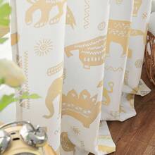 Kids Curtains Nursery Curtains For Girls Bedroom, Grey Safari Animals Curtains, Dinosaur Curtains For Boys Room Light Filtering Window Curtains Grommet Top Set 2 Panels - 黃色 - 查看 7