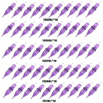  20/50PCS YILONG Tattoo Needle Cartridge Purple Transparent Needle Tube