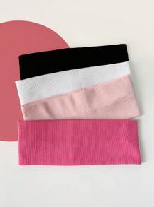 Girlish! 4pcs/Pack Solid Color Basic All-Match Sport Headbands, Korean Style Fashionable Wide-Band Hair Accessory, Ideal For Casual & Outdoor Activities Turban Headband Sweatband, School Stuff, College