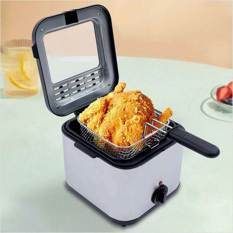 Electric Deep Fryer With Basket Small Fryer Stainless Steel Fish Fryer