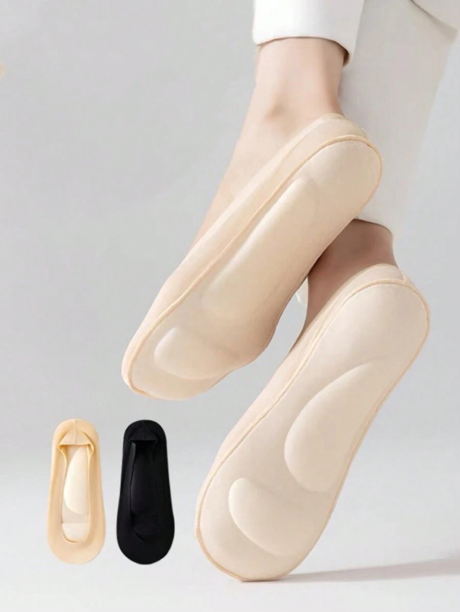 2 Stücke Aufgerüstete 4D Massage Einlegesohlen Socken, Fußgewölbestütze, schweißabsorbierend, elastische Massage stoßabsorbierende Einlegesohlen für Sportschuhe & Freizeitschuhe - Beige - Übersicht 1