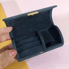 [1 peça] Caixa de Armazenamento de Joias de Veludo Mini para Anéis, Brincos, Colares, Estojo de Viagem Portátil para Joias, De Volta às Aulas