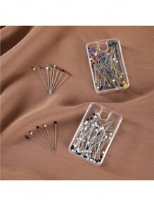 100 Stück bunte Glasknopf-Perlnadeln-Starker Halt gerade Nadeln in einer Box für Kleidung und Kopftuch, modische Broschen