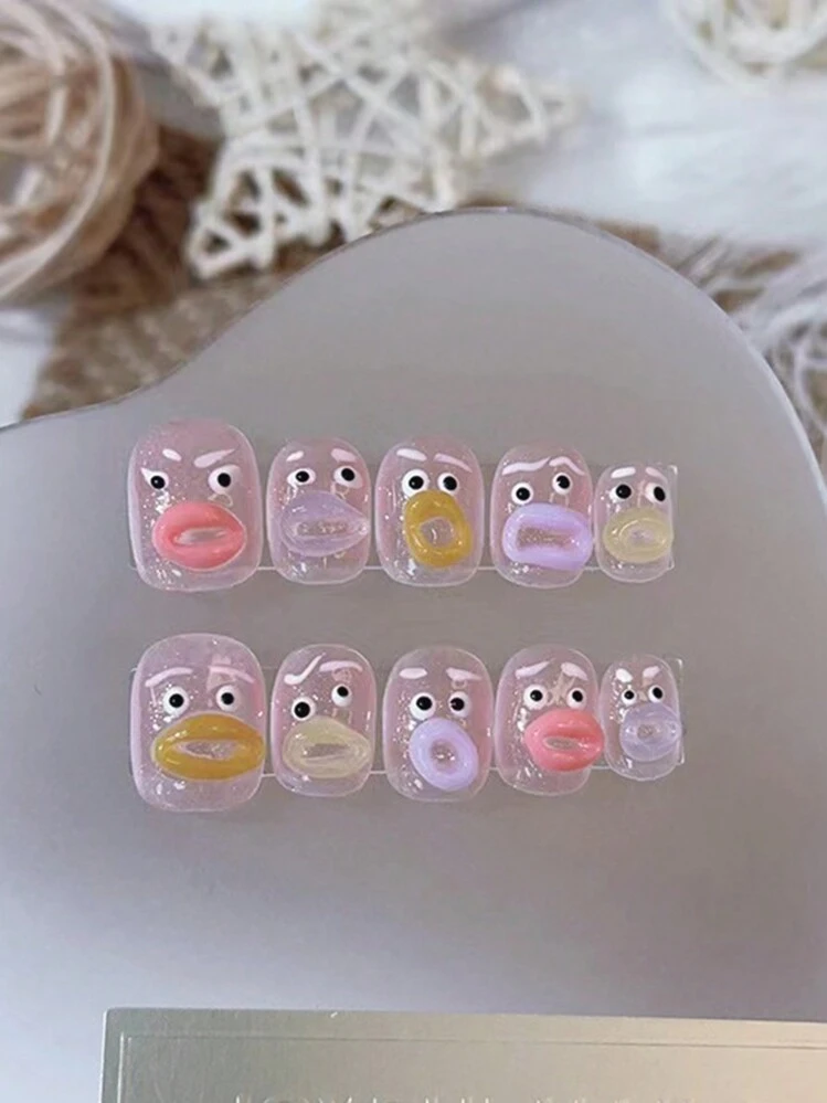 10pcs Funny Cartoon Character Ugly-Cute Big Mouth Nail Art Y2K 