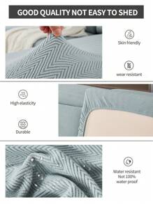 1pc Elastic Sofa Cover, All-Season Dust-Proof Sofa Slipcover, Washable, Fit For L-Shaped And 1/2/3/4 Seater Sofa, Adjustable For Living Room And Bedroom, Fog Blue - Mint Blue - View 8