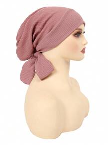 1 pièce Turban musulman avec longue queue et motif de vague de bandeau, bonnet de chimiothérapie pour femmes