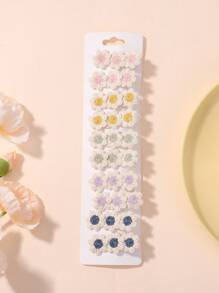 bilicaca Set Of 10 Mini Fresh Embroidery Hair Clips, Macaron Colored Fabric Edges - Multicolor - View 9
