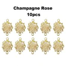 10pcs Alloy & Resin Rose Pendants Diy For Earrings, Necklaces, Bracelets, Valentine's Day Accessory, Double Hole Red & White Rose Jewelry Connector Valentines