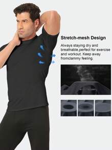 TELALEO 3pcs Men's Compression Active Mid Stretch Moisture Wicking Workout T-Shirt For Outdoor Sports