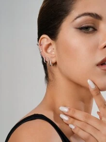 10 Nhỏ bé Màu bạc Vòng Bông tai stud Đối với phụ nữ , Mạ vàng 18K Nhỏ xíu Thép không gỉ Hoa tai Bộ Đối với Nhiều Xuyên , Vòng khuyên tai Đối với Hạt tai - Bạc - Xem 3