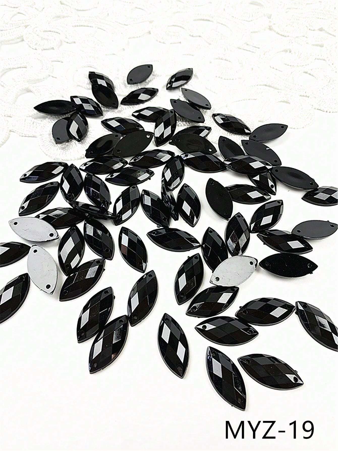 50pcs 7*15 AB Color Acrylic Double Hole Square & Waterdrop & Round