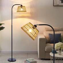 160cm Rattan Arched/Arc Floor Lamp With Remote Control And Bulb - Yellow - View 8