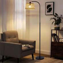 160cm Rattan Arched/Arc Floor Lamp With Remote Control And Bulb - Yellow - View 9