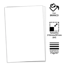 Papel sulfite Branco A4 75g 210mm x 297mm Chamequinho pacote com 100 folhas - Branco - Visão 4