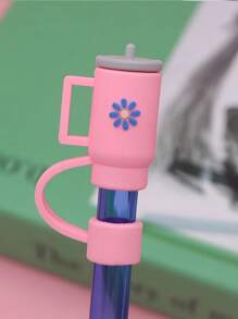 1 Piece Cartoon Straw Lid, Cartoon Cup Straw Lid, 1 Cm/0.39 Inch Straw Lid, Compatible With 30 And 40 Oz Glasses, Silicone Straw Lid, Silicone Reusable Straw Lid, Straw Stopper, Party Supplies, Essential Travel Accessory,Bag,Organizer,Storage,Kitchen