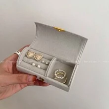 [1 peça] Caixa de Armazenamento de Joias de Veludo Mini para Anéis, Brincos, Colares, Estojo de Viagem Portátil para Joias, De Volta às Aulas