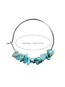 2pcs Handmade Asymmetrical Natural Stone Earrings With Beach Vacation Style Beaded Large Circle For Women Round Dangle Earrings - Multicolor - View 12