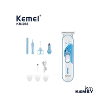 Km-963 Phụ kiện tông đơ điện đa chức năng dành cho mỹ phẩm xuyên biên giới, Tông đơ cắt tóc cho bé với lưỡi dao bằng thép carbon để cắt thân thiện với làn da - Màu xanh lam - Xem 4