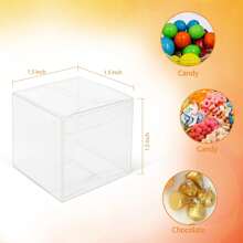 Clear Favor Boxes, Clear Gift Boxes Party Favor Boxes Mini Transparent Cube Macaron Boxes Candy Boxes For Wedding Favors Baby Shower - Gold - View 4