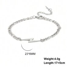 1 pièce Bracelet de chaîne d'éclair en acier inoxydable pour couple homme/femme pour les voyages à la plage