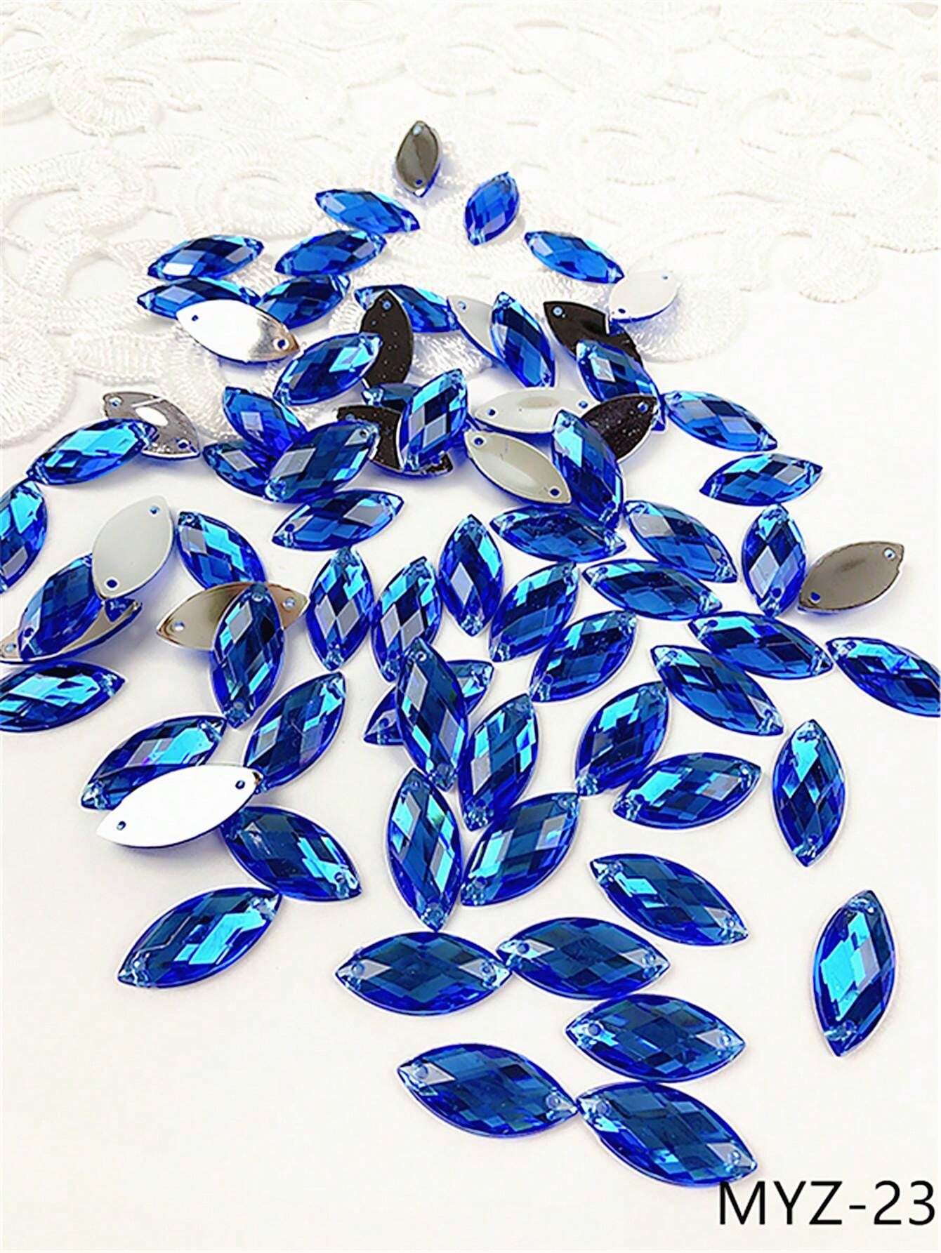 50pcs 7*15 AB Color Acrylic Double Hole Square & Waterdrop & Round