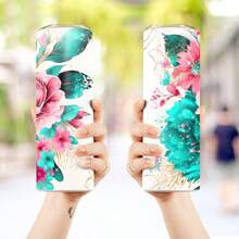 1 pieza Vaso aislado de acero inoxidable de 20 onzas con diseño floral bohemio "MAMÁ", adecuado como regalo del Día de la Madre para mamá (con pajita)