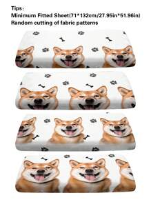 1 peça Lençol Ajustado Estampado com Padrão de Cachorro em Estilo Simples e da Moda, Capa de Poeira para Têxteis Domésticos de Quarto - Multicolorido - Visão 5