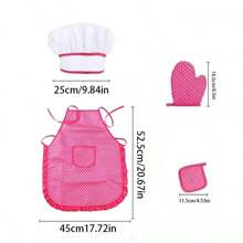 4 Pieces, Kids Apron And Baking Set - Includes Cooking Tools And Play House Toys For Children's Kitchen Play