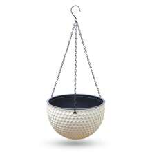 One Woven Plastic Hanging Planter European-Style Honeycomb Design For Hanging Indoor Resin Flower Pot With Chain - Brown - View 5