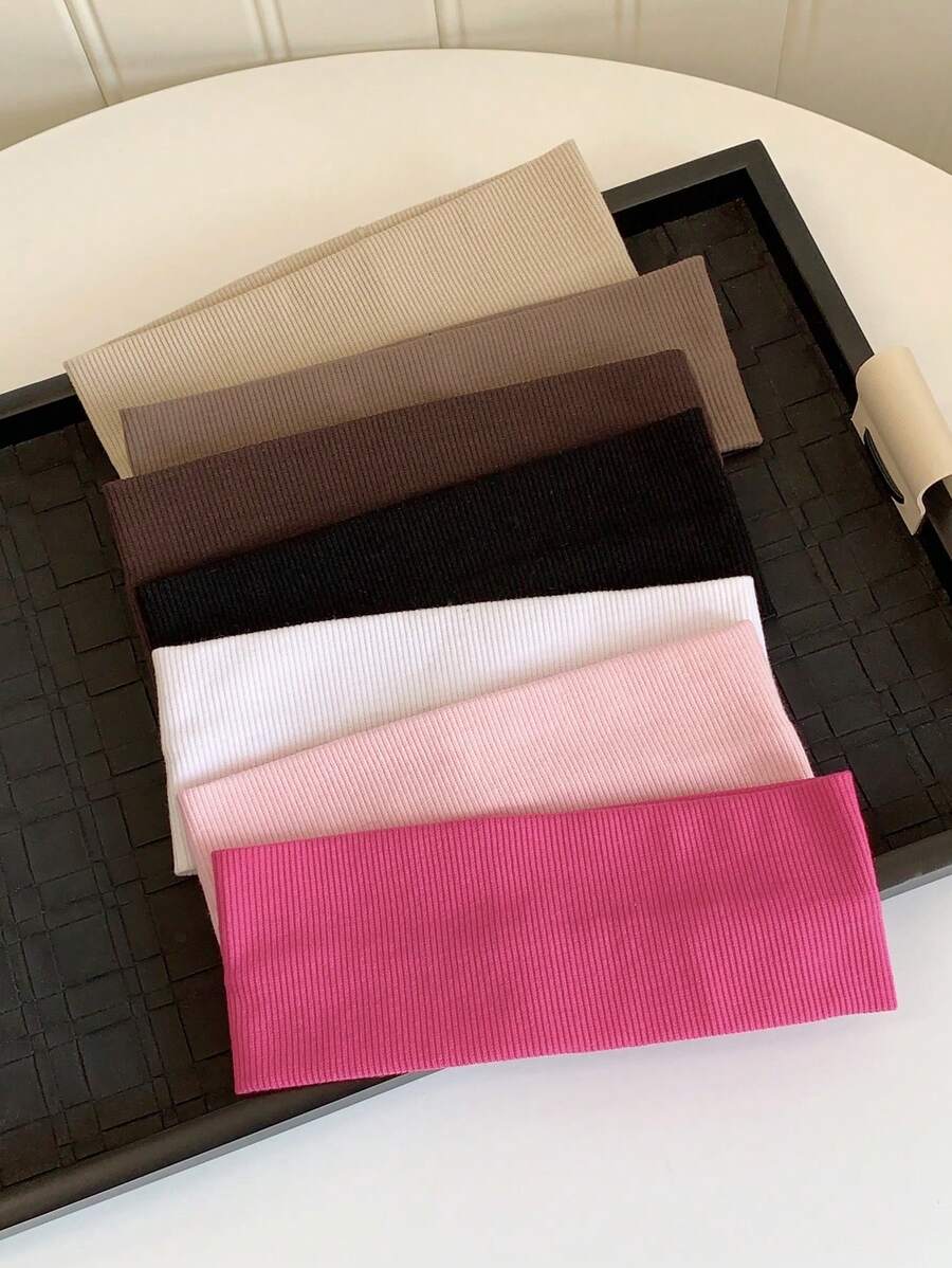 Girlish! 4pcs/Pack Solid Color Basic All-Match Sport Headbands, Korean Style Fashionable Wide-Band Hair Accessory, Ideal For Casual & Outdoor Activities Turban Headband Sweatband, School Stuff, College