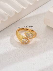 1 pieza Anillo abierto lujoso y elegante con forma de serpiente, con circonita cúbica y cadena de cuentas, adecuado para fiestas, vacaciones, días festivos, festivales y como regalo