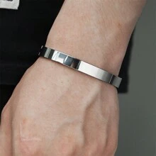 1 pièce Bracelet simple en acier inoxydable avec fermoir doré brillant, design minimaliste, unisexe