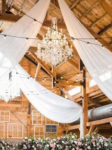 1pc White Semi-Transparent Gauze Cloth, Wedding Background Decoration, Wedding Arch Decorative Curtain, Wedding Arch Window Curtain Decoration, Clear Wedding Background, Ceiling Hanging Decoration, Ideal For Baby Shower, Boy Or Girl Birthday Party, Wedding, Home Decor, Perfect For Ceremony And Reception Ceiling Decoration