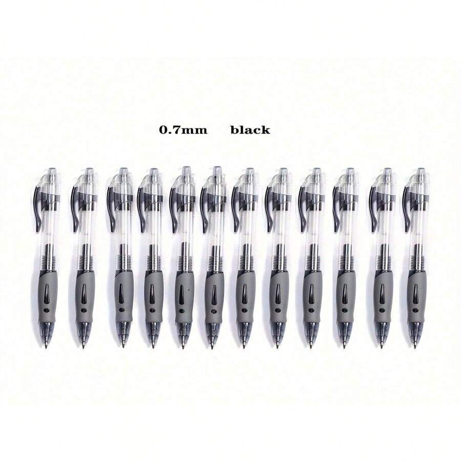 12pcs Retractable Gel Ink Roller Ball Pens, Bold Point Black Exam Specific For School, Office, And Home Use - Black - View 1